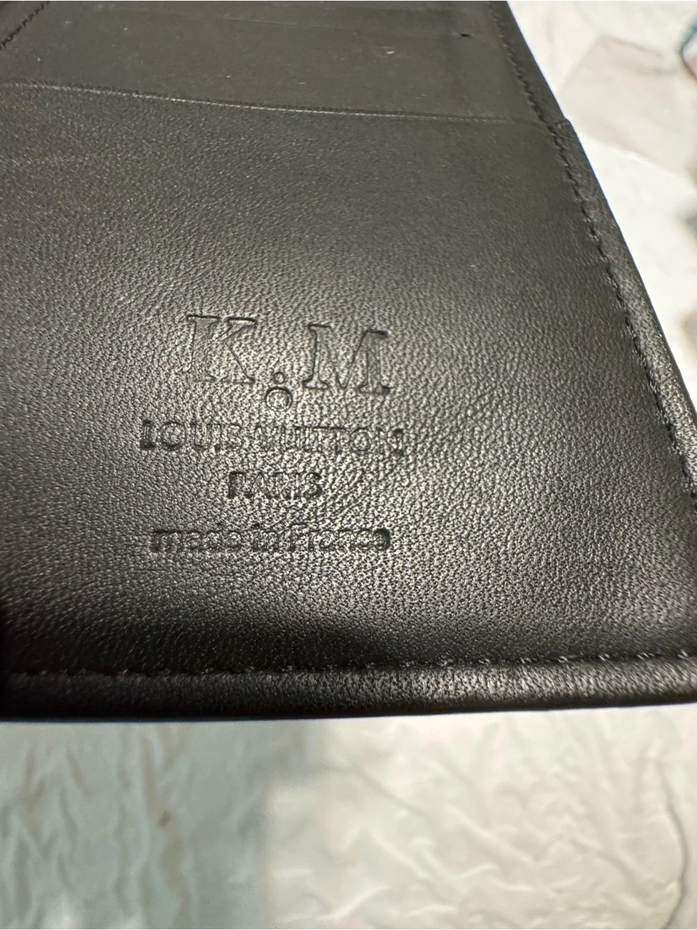 Louis Vuitton Black Embossed 'LOUIS' Leather Long Wallet
